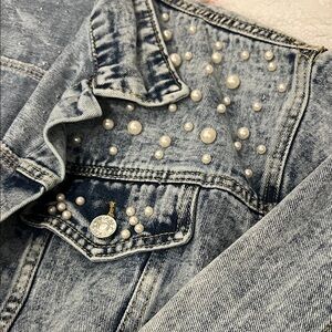 Pearl Studded Denim Jacket size L